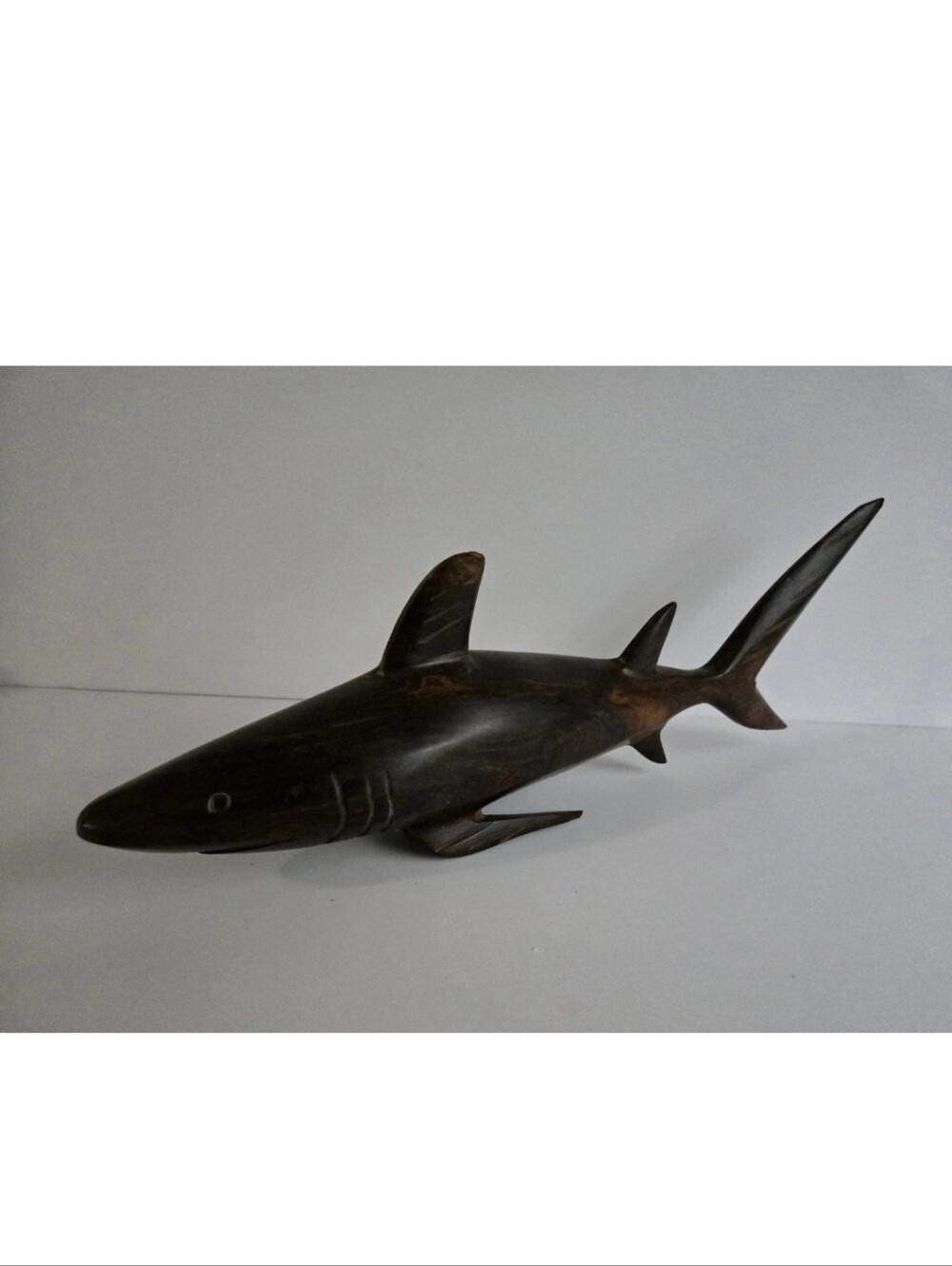 Hand Carved Solid Ironwood Hammerhead Shark Free Standing Sculpture Vintage